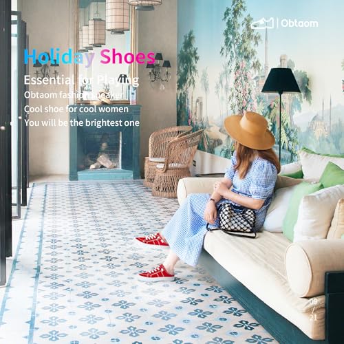 Image of Obtaom Women Canvas Mules Memory Foam Clipper Fashion Sneakers Comfortable Slip-On Mule Backless Holiday Shoes
