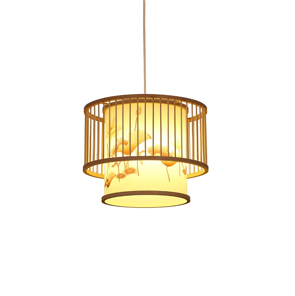 Suspension lanterne en rotin luminaire intérieur restaurant salon de thé E27