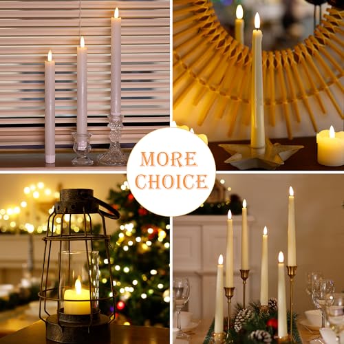 Image of Flameless Taper Candles with Rmote, 9.6 inch Real Wax Battery Operated Candles with 3D Wick, Led Candle Flickering Candlesticks, Electric Candle for Home, Wedding, Party, Decor, White