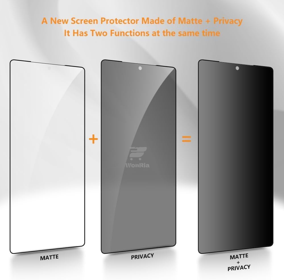 Image of WonRia Pack 1- Matte Privacy Tempered Glass Compatible with Samsung Galaxy S26 5G [FingerPrint Unlock] Screen Guard Protector | Anti-Spy | Anti Glare| Case Friendly - Installation Kit
