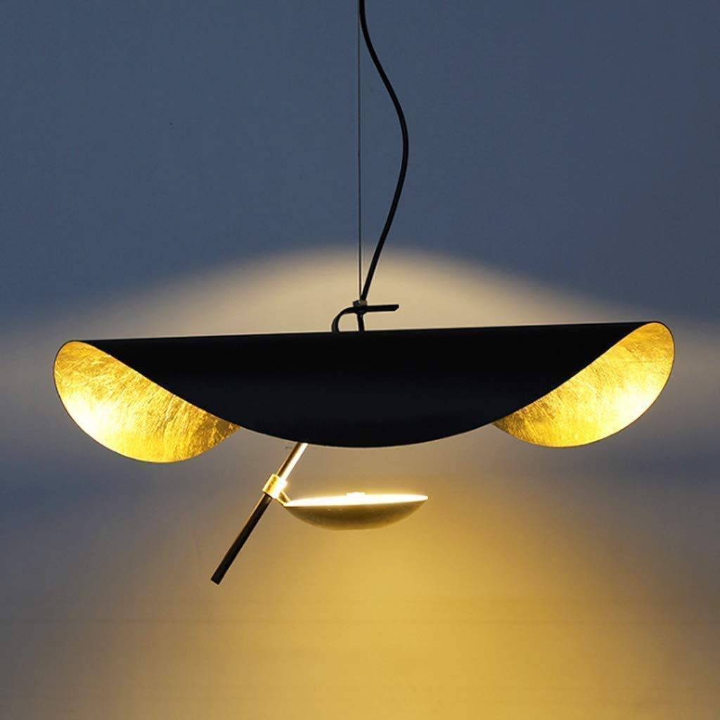 LED Vintage Hanglamp Creatief Zwart Goud UFO Design Hanglamp Modern Luxe Metalen Lampenkap Kroonluchter Hoogte Verstelbaar Keuken Loft Bar Eettafel Plafondverlichting [Energieklasse A ]60cm Double