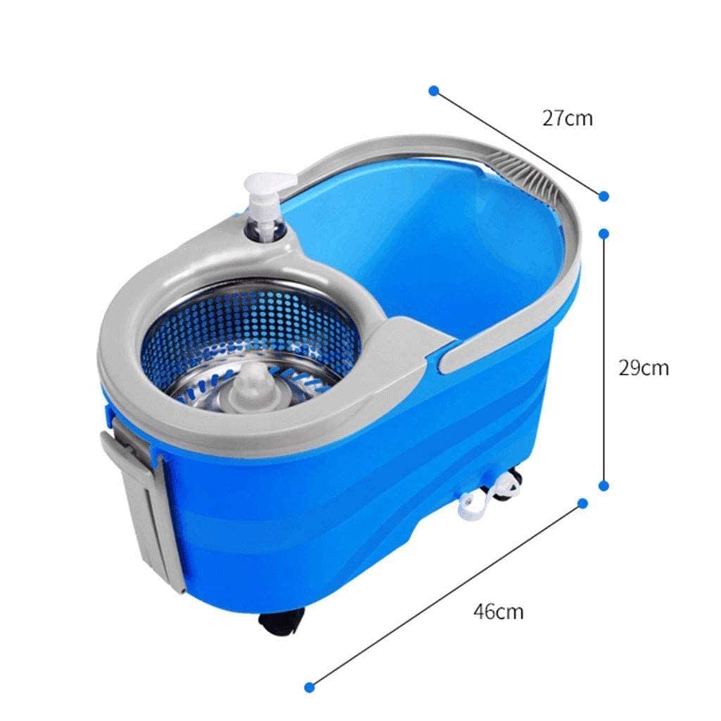 Cubo fregona Giratorio Giro automático 360 ​​° Cabezales fregona Microfibra Lavables máquina: Kit fácil Uso Almacenamiento más 4 Cabezales fregona