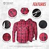Tornado Impact Men’s Lined Motorcycle Shirt – CE Level 2 Armored Flannel Jacket – Water-Resistant Aramid Protection – Stylish Biker Riding Shirt (UK, Alpha, XXL, Regular, Regular, Red-Black) #1