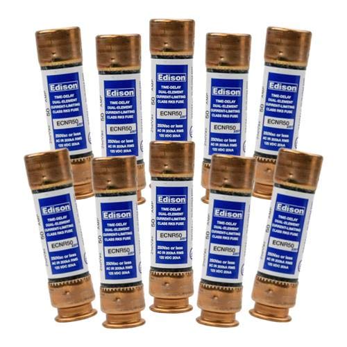(Box of 10) ECNR50 - Edison Time Delay Fuse - 50 Amp 250V - RK5 Dual Element