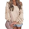 BTFBM-Womens-V-Neck-Long-Sleeve-Blouse-Loose-Fit-Tunics-Ruffles-Off-Shoulder-Waffle-Knit-Solid-Color-Tops-Fall-Tee-Shirts BTFBM Women’s V Neck Long Sleeve Blouse Loose Fit Tunics Ruffles Off Shoulder Waffle Knit Solid Color Tops Fall Tee Shirts(Solid Apricot,Small)