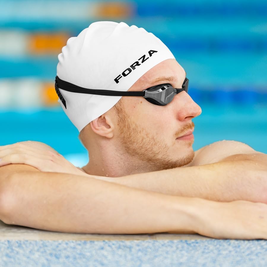 FORZA Cuffia Piscina Per Adulti Unisex | Silicone Comodo | Accessori Nuoto Di Alta Qualità | In 5 Confezioni
