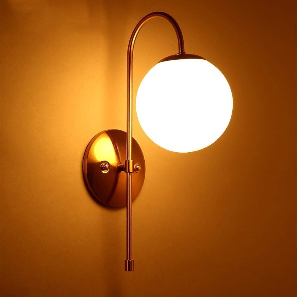 Lámpara de pared con pantalla de vidrio, lámpara de pared Moderna geométrica de Oro nórdico, adecuada para dormitorio, mesita de Noche, Sala de estar, comedor, entrada, comedor, lámpara de Par