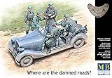 Master Box Where are the Damed Roads? WWII German Military Car (with 5 Figures and Dog) Figure Model Building Kits (1:35 Scale)