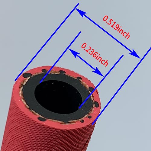 Image of 10FT Fuel Line Hose 1 /4 inch inch, 4AN 6mm High Pressure Hose 2.8Mpa 400PSI for Fuel Systems Engines Tube Hose Multiple Size Options,Implementation Standards:EN854,Red (Attached Hose Clamp)
