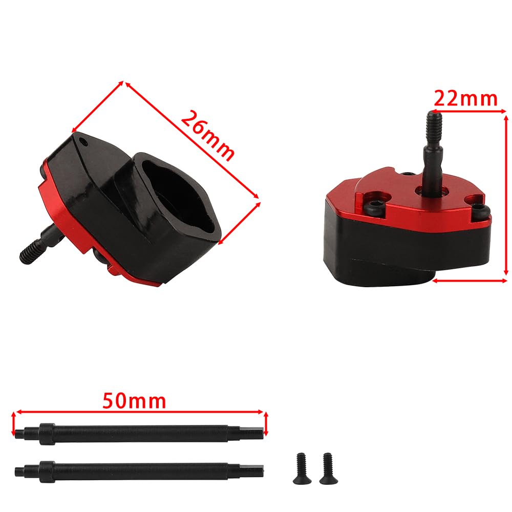 RZXYLRC Metal 1/18 RC Crawler TRX4m Front Rear Straight Axle Heightened to Be Portal Axle Universal Joint CVD Shafts C-hub Upgrade Parts 20231108 (Rear-red black-974)