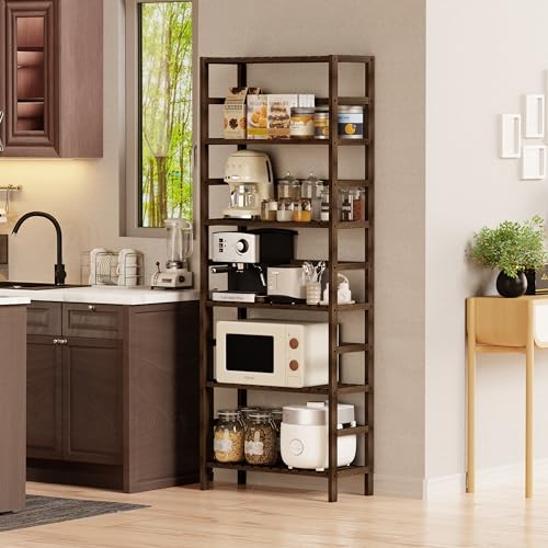 HITNET-Libreria-a-6-piani-ripiani-in-bambu-con-ripiani-regolabili-per-soggiorno-bagno-cucina-corridoio-noce