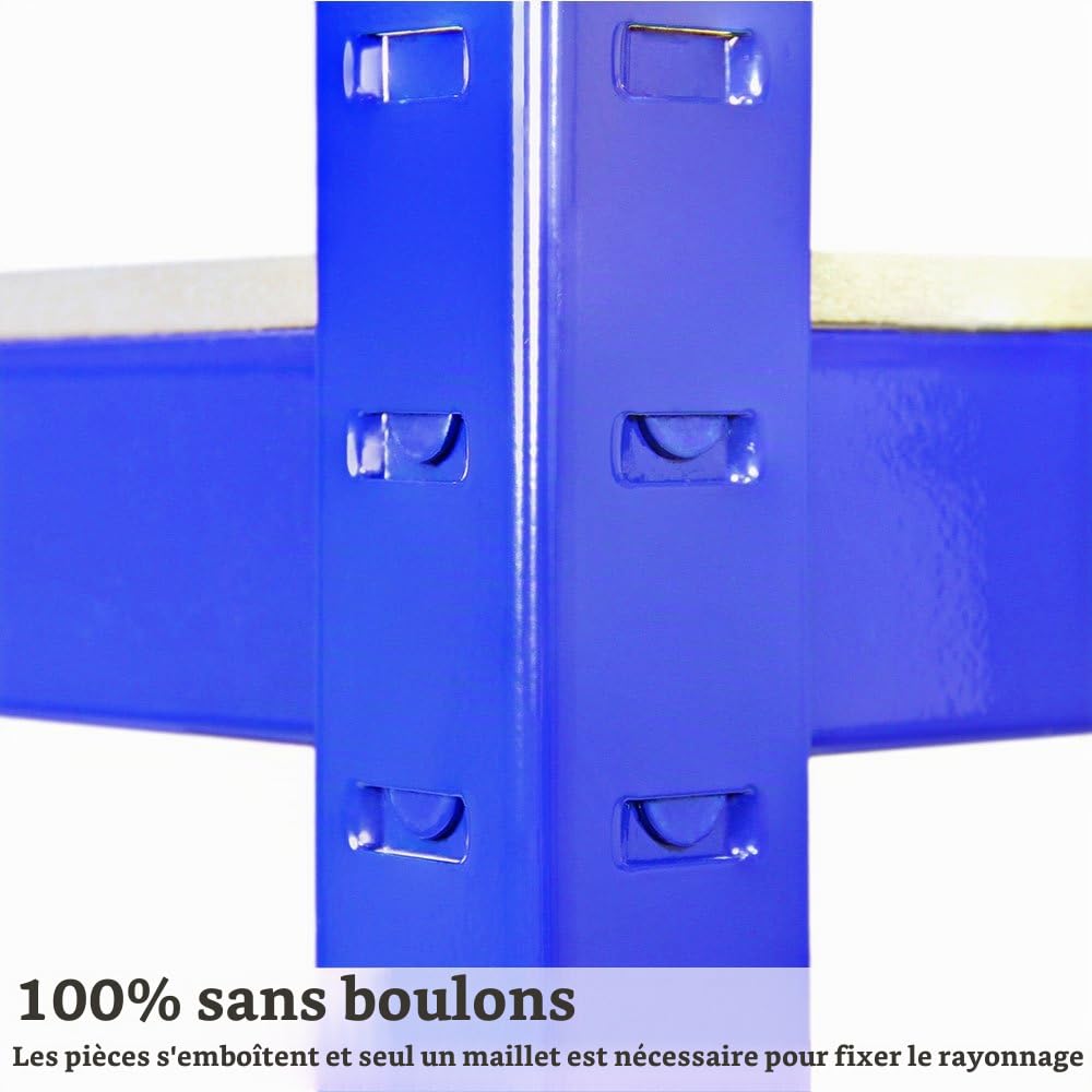 Monster Racking - 3 Rayonnages T-Rax en Acier sans Boulons Bleus 90cm x 45cm x 180cm
