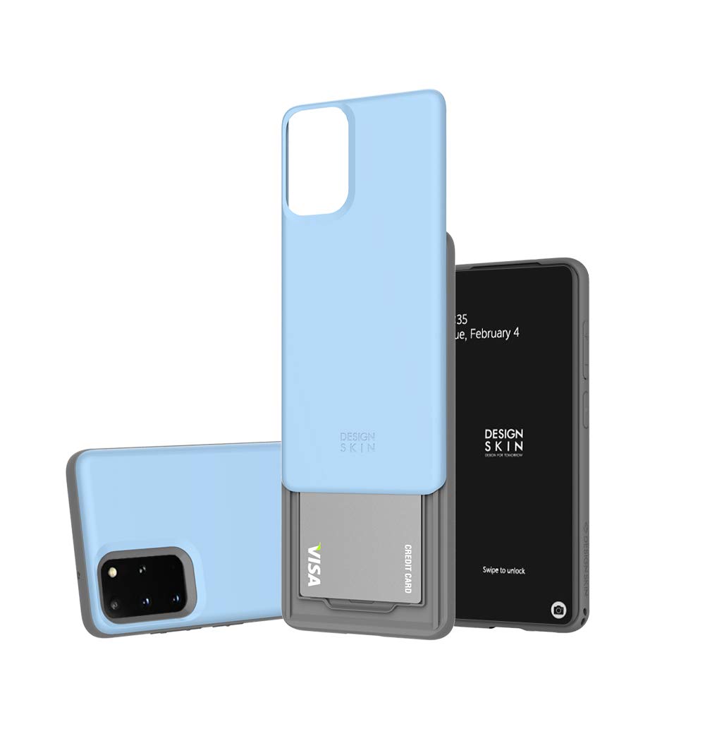 Design Skin Galaxy S20 Plus Case, [Slider] Extreme Heavy Duty Bumper Protection Shock Absorption Shockproof Wallet Cover with Card Holder Case for Galaxy S20 Plus - Classic Blue