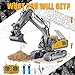 KIZJORYA Remote Control Excavator, Toys for Boys Age 6-12, Rechargeable 11 CH RC Construction Vehicles Truck with Sound Light Metal Shovel, Birthday for Kids 7 8 9 10+ Year Old(2.4 GHz)
