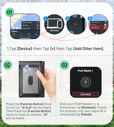 Auskang Men's Wallet with Smart Tracker Works for Find My App, GPS Credit Card Holder Leather Slim Minimalist RFID Blocking Smart High capacity and ID window Wallet for Men(Carbon Black)4