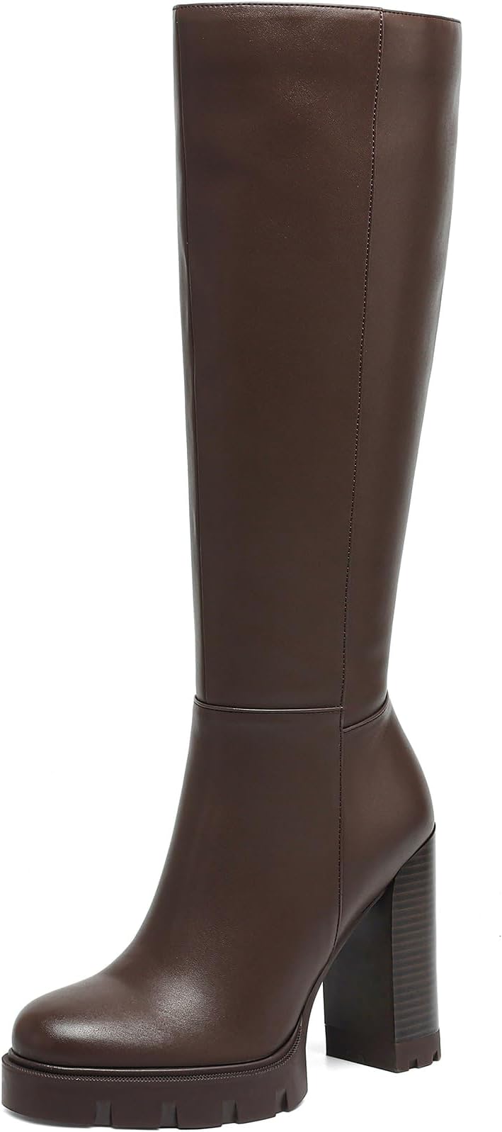 Platform Knee High Boots Women Chunky Block High Heel Boots for Women Tall Long Gogo Boot with Side Zipper