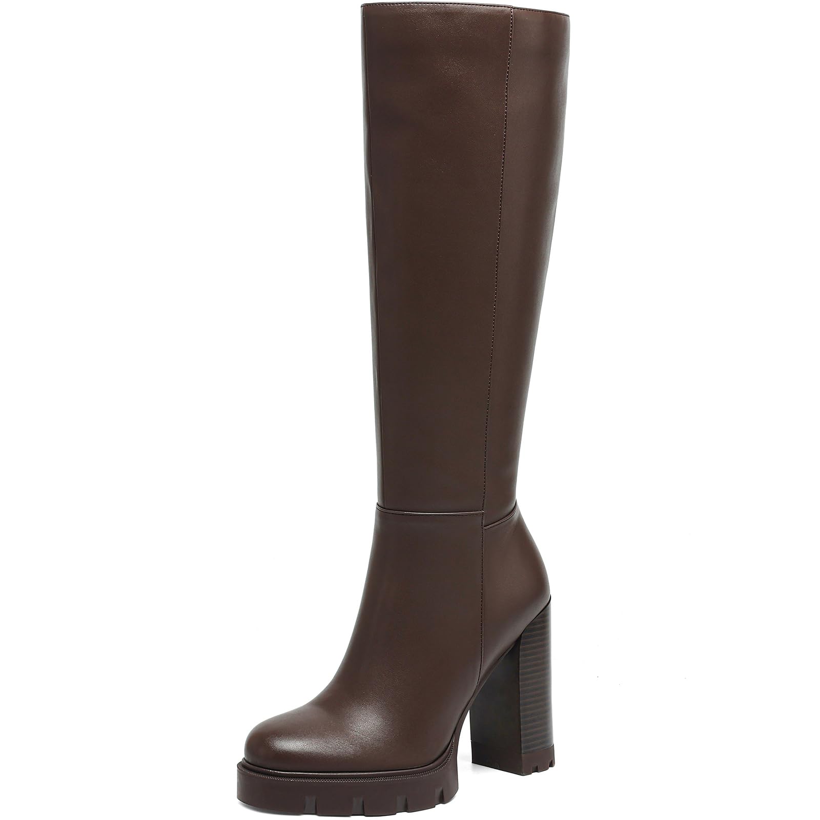 Platform Knee High Boots Women Chunky Block High Heel Boots for Women Tall Long Gogo Boot with Side