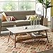Madison Park Rectangular Wood Coffee Table With Solid Wood Frame & Legs, Living Room Coffee Tables With Storage Shelf, Accent Furniture For Living Room, Minimalist Decor - Off-White / Pecan Parker