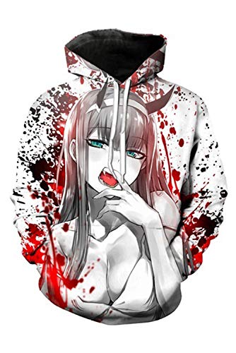RedJade Hombres Mujeres Chaqueta con Capucha Suéter Chaqueta de Sudor Sudadera Darling Liebling in The FRANXX Zero Two