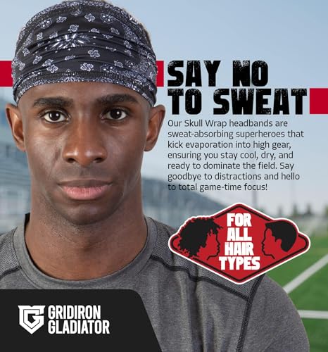 Image of Gridiron Gladiator Football Bandana - Skull Headwrap, Sports Head Wrap for Men's Workout