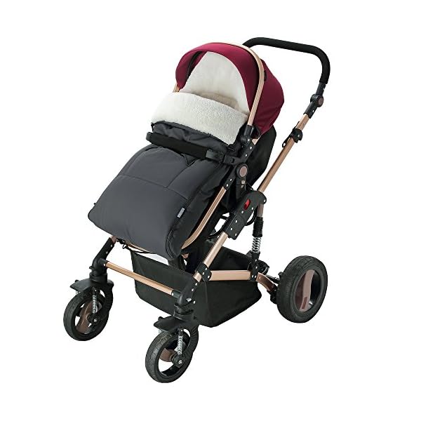Monzana Babyfußsack Reflektoren-Streifen Waschbar Reißverschluss Kopfteil Wetterfest Tasche Antirutschnoppen Kinderwagen… – Bild 7