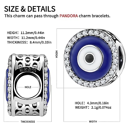 Evil Eye Charms 925 Sterling Silver Charms for Bracelet and Lucky Jewelry Hamsa Charm Fatima Charms Beads European Charm Evil Eye Compatible Bracelet Necklace for Women Mother Sister Gifts2