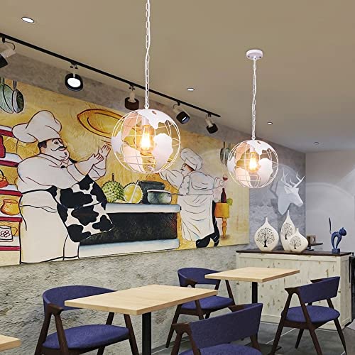 Sunny Lingt S-2019 Globe Pendant Light Fixture, Vintage Ceiling Lights Industrial Flush Mount Cage Suspend Lamp Shade World Map Metal Cage 1M Hanging Chain Chandeliers thumb #1