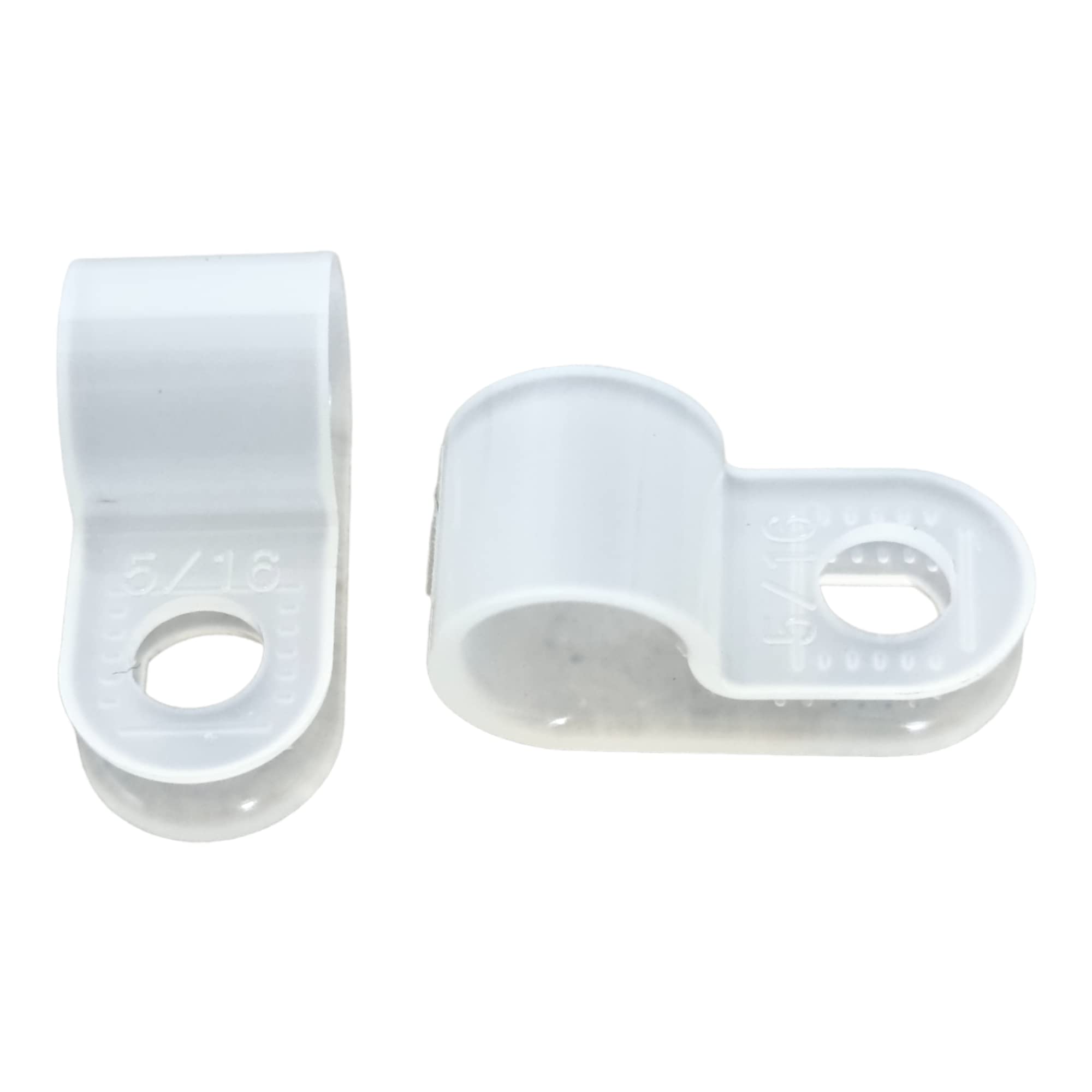 White 100 Pack Of Nylon P-Clips, Plastic Cable Clips, 7.9Mm (5/16") Diameter