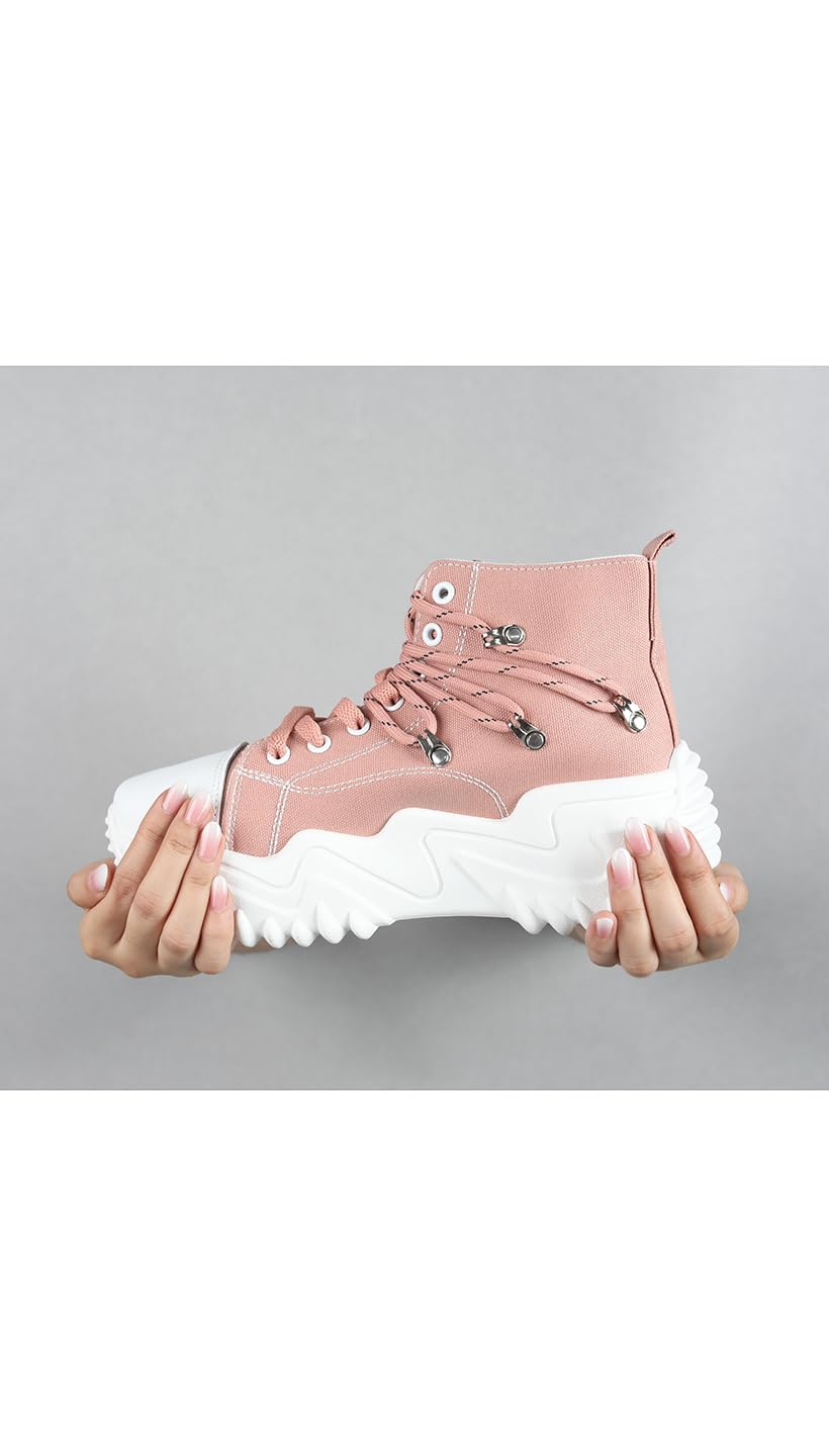 SELFIEE Sports Pink Running Shoes,Walking, Gym Casual Sneaker Lace-Up Shoes Lightweight Sole with Memory Foam Insole For Women & Girl's 2