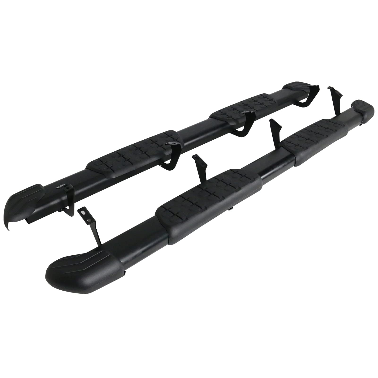 Running Boards Compatible with 2007-2021 Toyota Tundra Crewmax Cab, Factory Style Side Step Bar Pair by IKON MOTORSPORTS, 2008 2009 2010 2011 2012 2013 2014 2015 2016 2017 2018 2019