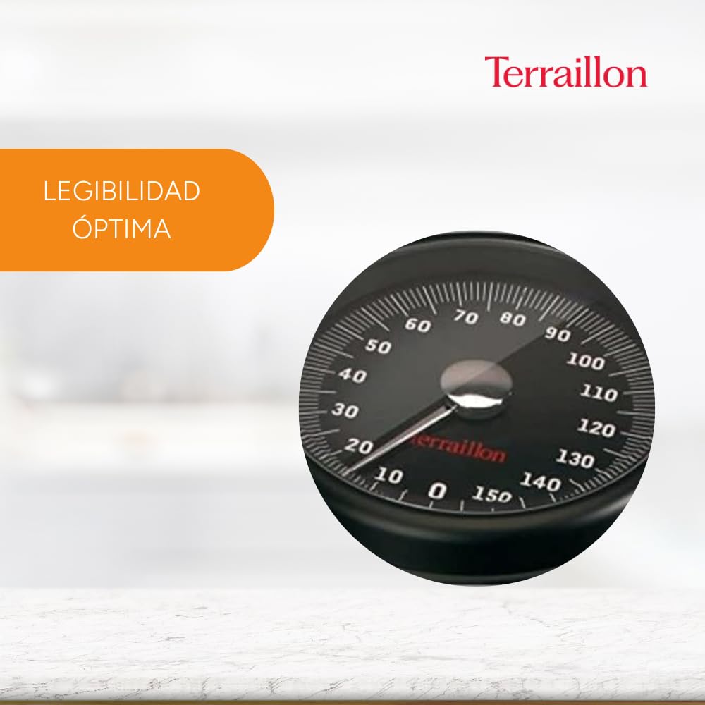 TERRAILLON - Balanza Pesa Personas Mecánica - Semiprofesional, Revestimiento Antideslizante, Gran Dial, 160kg máximo - Modelo 'TPRO Plus' Negro