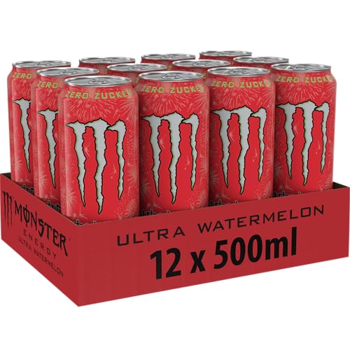 Monster Energy® Ultra Watermelon - koffeinhaltiger Energy-Drink mit sommerlich-leichtem Wassermelonen-Geschmack - full Flavour, zero Zucker, zero Kalorien - in praktischen Einweg Dosen (12 x 500 ml) 3