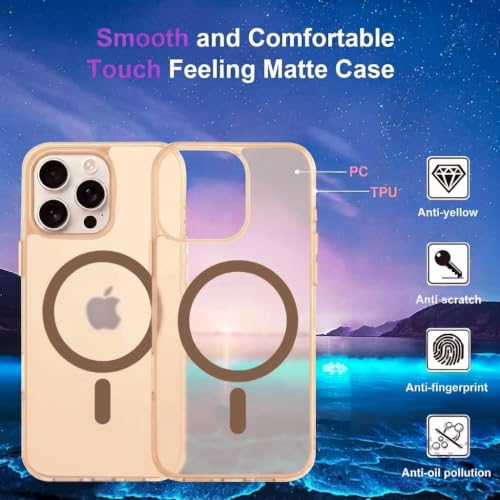 Image of DIZORO Matte Case for iPhone 16 Pro Compatible with MagSafe, Camera Lens Full Protection, Shockproof Translucent Frosted TPU Soft Phone Cover, Anti-Fingerprint (Desert)