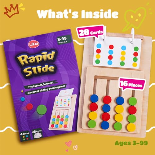 Image of LiKee Slide Puzzle Color Sorting Matching Toys, Airplane Car Travel Busy Board for Toddler No-Lose-Parts and Portable, Montessori Wooden Educational Toys Board Games for Kids Boys Girls 3+ Years Old