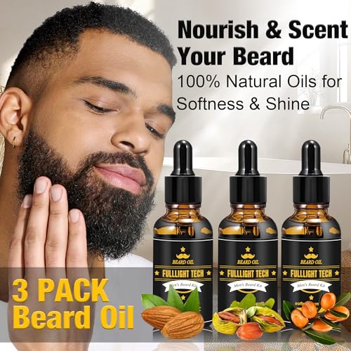 Beard Kit for Men Grooming & Care W/3 Pack Beard Oil, Wash, Balm, Comb, Brush, Scissors,Fathers Birthday Anniversary Valentines Gifts for Him Boyfriend Husband Dad Men Christmas Stocking Stuffers - Image 5