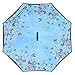 owen kyne Windproof Double Layer Folding Inverted Umbrella, Self Stand Upside-down Rain Protection Car Reverse Umbrellas with C-shaped Handle (Blue Butterfly)