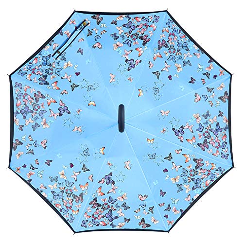 image for Owen Kyne Windproof Double Layer Folding Inverted Umbrella, Self Stand