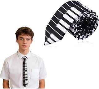 Piano Keyboard Tie Piano Keys Necktie for Men Women Black and White Skinny Music Tie for Musical Music Teacher Birthday Gifts Choir Band Concert Formal Party Costume Accessories