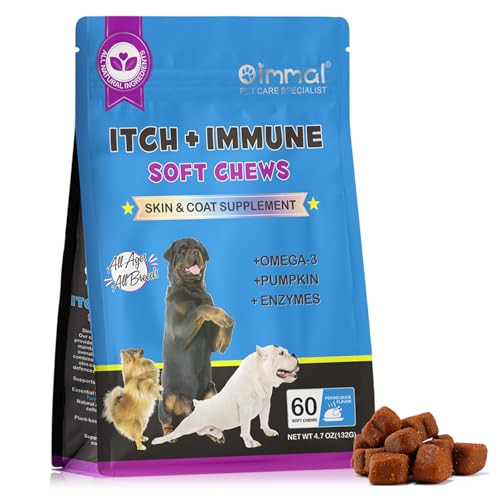 Allergie-Linderung Kauen für Hunde(60 Zählen Peking-Enten-Geschmack),Kausnack zur Unterstützung der Verdauung & bei juckender Haut,Saisonale Allergien,Anti-Juckreiz