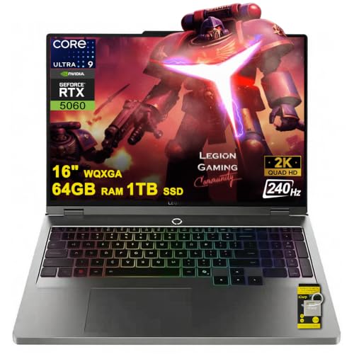 Image of Lenovo Legion 5 Gaming AI Laptop 16 inch WQXGA 2560x1600 240Hz (100% DCI-P3, 500nits) Intel 24-core Ultra 9 275HX 64GB RAM 1TB SSD GeForce RTX 5060 (Up to 572 AI Tops) RGB Backlit Harman Win11 ICP Hub