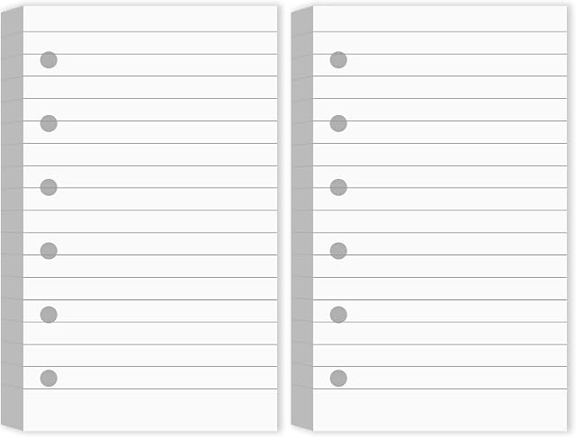 200 Sheets Blank Lined Paper Refill for 3 x 5 Binders 6-Ring Memo Refill Paper Mini Ruled White Filler Paper Books Planner Inserts Blank Lined Paper for Binder (Lined)