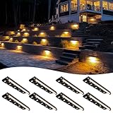 KAQUR 8-Pack 12 inch 3W LED Hardscape Paver Lighting,12V AC/DC Low Voltage Landscape Step Light,Outdoor IP65 Waterproof Retaining Wall Light,Soft White 2700K,ETL Listed,50,000 Hours Lifespan