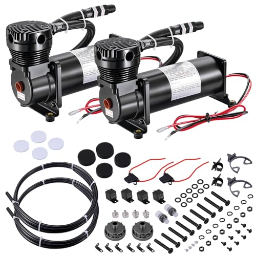 EVIL ENERGY 200PSI Air Horn Suspension Compressor for Car 12V Heavy Duty 3/8 NPT Onboard Air Ride Compressor for Train Truck Inflating Tires Suspension Systems Train Horn DIY Pneumatic Tools