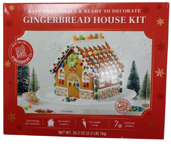 Taboom Large Gingerbread House Kit - Holiday Cookie Decorating Kit Do It Yourself Easy to Assemble Christmas Gingerbread - 13 Pieces Total