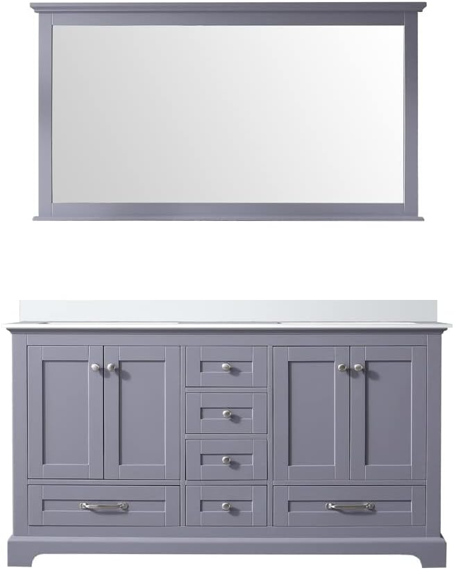 Dukes 60 in. W x 22 in. D Dark Grey Double Bath Vanity, Cultured Marble Top and 58 in. Mirror