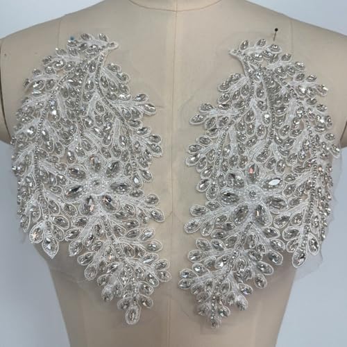 Aplique de encaje bordado con pedreria fina tridimensional para vestidos de novia 6