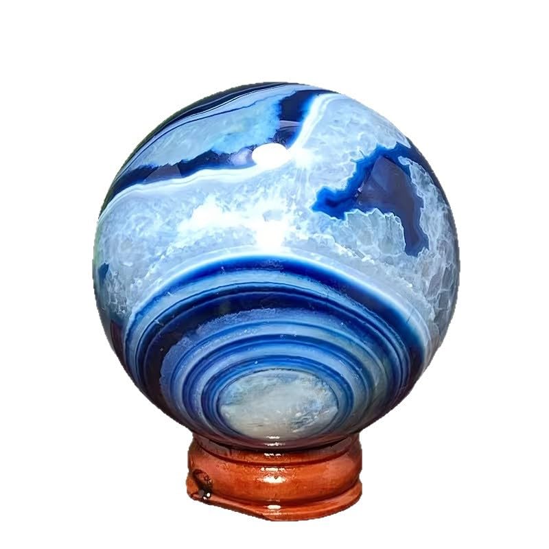 Bolas de Salud de ágata Azul teñidas – Bolas de Ejercicio de Masaje de Manos para Personas Mayores y Adultos, Bolas de Piedra de Cristal pulidas Suaves para Terapia de Manos,5~6cm