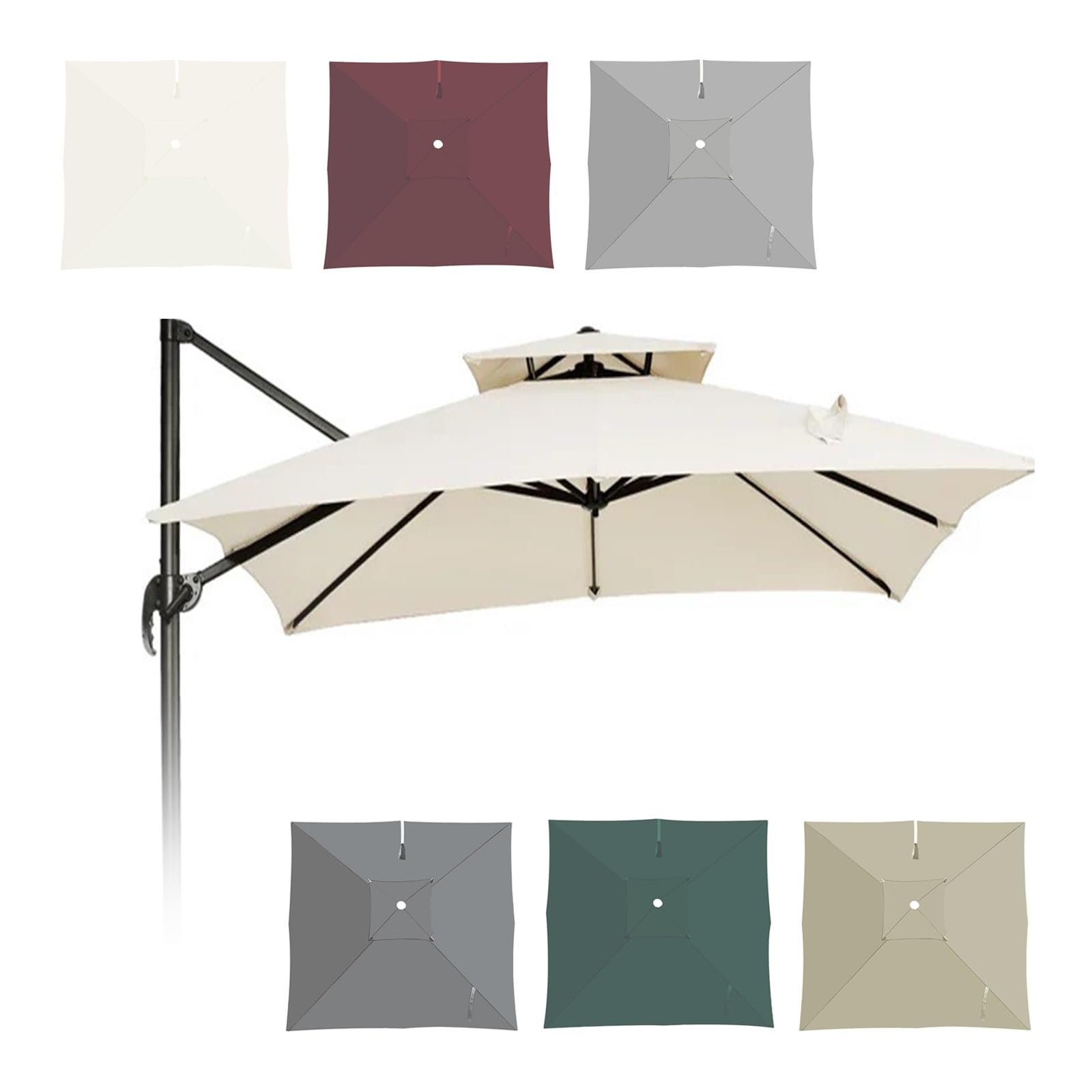 Wymiana baldachimu parasola tarasowego z przesuniętym kwadratem, górna część wentylowanej osłony przeciwsłonecznej (nie obejmuje wspornika montażowego)(Beige,3x4.0m)