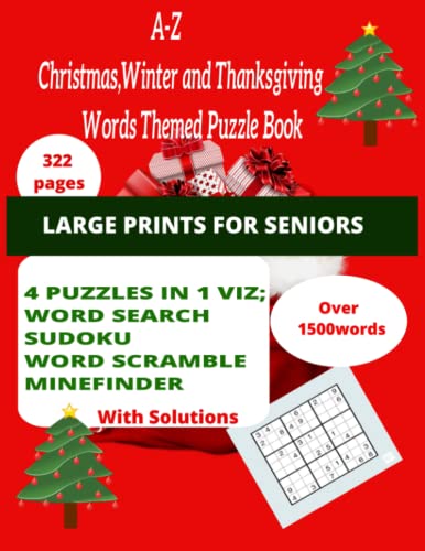A-Z Christmas, Winter and Thanksgiving words puzzle themed book: Large print Puzzle book for adults...