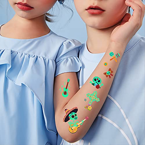 Day of the Dead Luminous Temporary Tattoos for Kids - Image 4